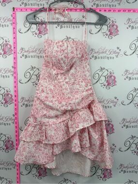 SHEIN dress ruffles frills flowers two tone Pink Floral Ruffled Mini Dress